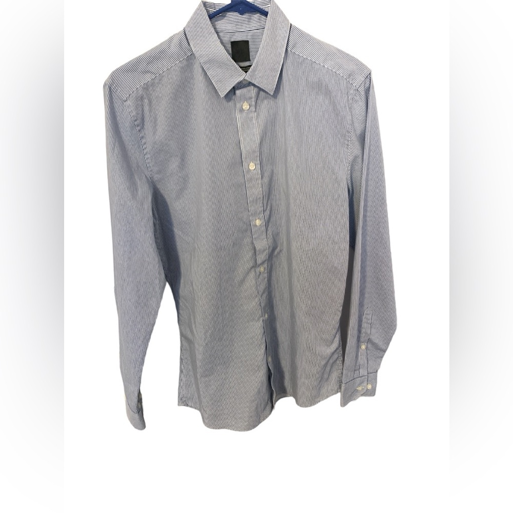 H&M blue and white pinstripe, men’s dress shirt size small fit and tailored